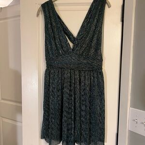 Lulu's Black and Teal Backless Dress